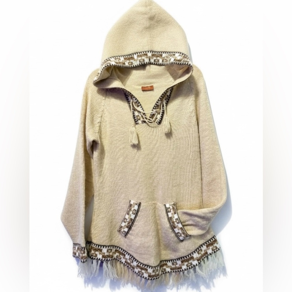 Scully Cream Hooded Sweater with Brown Accents